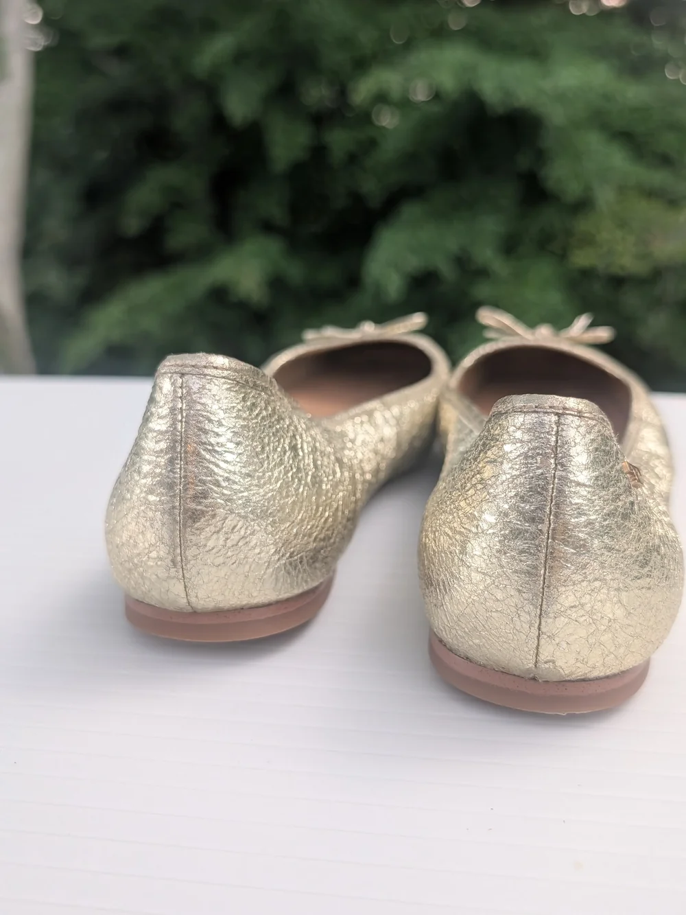 Tory Burch Laila Metallic Gold Bow Ballet Flats
